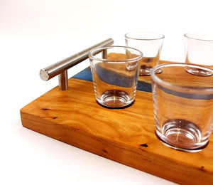 Cherry Epoxy Resin River Shot Serving Tray