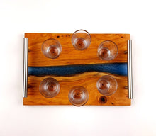 Cherry Epoxy Resin River Shot Serving Tray