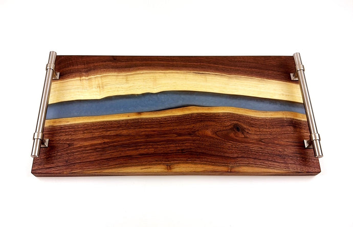 Walnut Epoxy Resin River Serving Tray