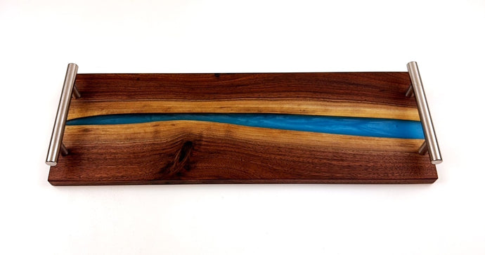 Walnut Epoxy Resin River Serving Tray