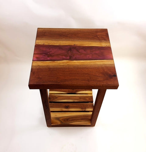 Walnut Epoxy Resin River End Table