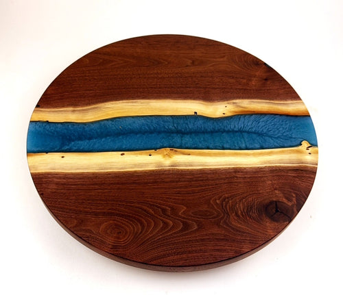 Walnut Epoxy Resin River Lazy Susan