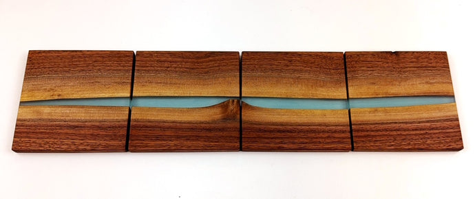 Walnut Epoxy Resin River Coasters (set of 4)