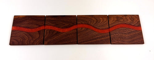 Walnut Epoxy Resin River Coasters (set of 4)