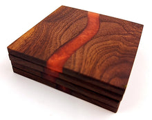 Walnut Epoxy Resin River Coasters (set of 4)