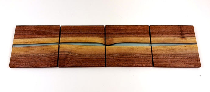 Walnut Epoxy Resin River Coasters (set of 4)