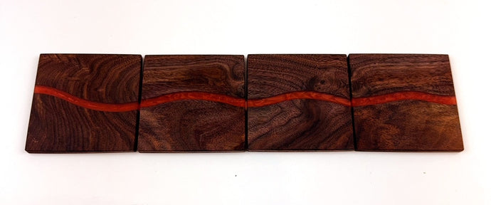 Walnut Epoxy Resin River Coasters (set of 4)