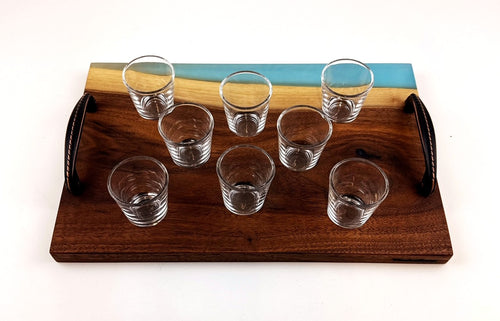 Walnut Epoxy Resin Shot Serving Tray