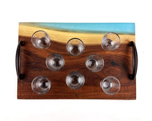 Walnut Epoxy Resin Shot Serving Tray