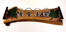 Live Edge Walnut Shot Serving Tray with Epoxy Resin 4-Leaf Clover