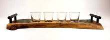 Live Edge Walnut Shot Serving Tray with Epoxy Resin 4-Leaf Clover