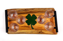 Cherry Shot Serving Tray with Epoxy Resin 4-Leaf Clover