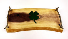 Walnut Serving Tray with Epoxy Resin 4-Leaf Clover