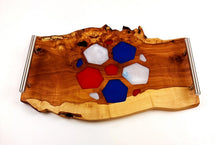 Live Edge Applewood Burl Epoxy Resin Soccer Serving Tray