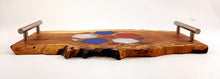Live Edge Applewood Burl Epoxy Resin Soccer Serving Tray
