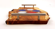 Live Edge Applewood Burl Epoxy Resin Soccer Serving Tray