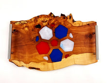 Live Edge Applewood Burl Epoxy Resin Soccer Serving Tray