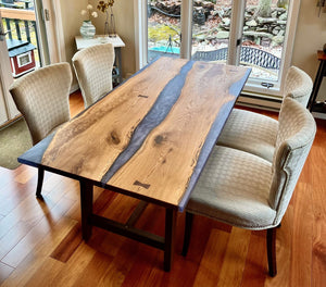 White Oak Epoxy Resin River Dining Table