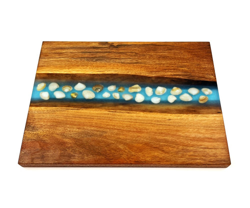 Walnut Epoxy Resin River Seashell Cutting Board