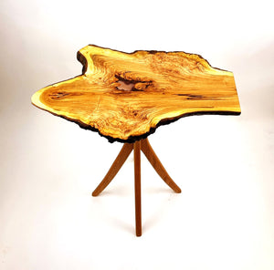 Live Edge Cherry Burl End Table with Liberty Copper Epoxy Resin with Copper Flecks