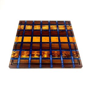 XL Walnut, Cherry, Applewood Epoxy Resin Checkered Cutting Board