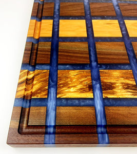 XL Walnut, Cherry, Applewood Epoxy Resin Checkered Cutting Board