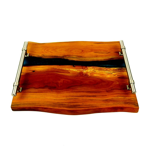 Live Edge Applewood Epoxy Resin River Serving Tray
