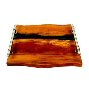 Live Edge Applewood Epoxy Resin River Serving Tray