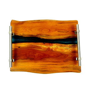 Live Edge Applewood Epoxy Resin River Serving Tray