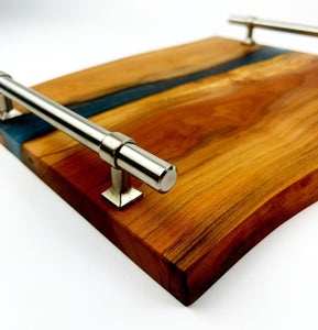 Live Edge Applewood Epoxy Resin River Serving Tray