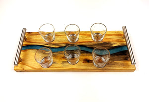 Spalted Maple Epoxy Resin River Shot Serving Tray