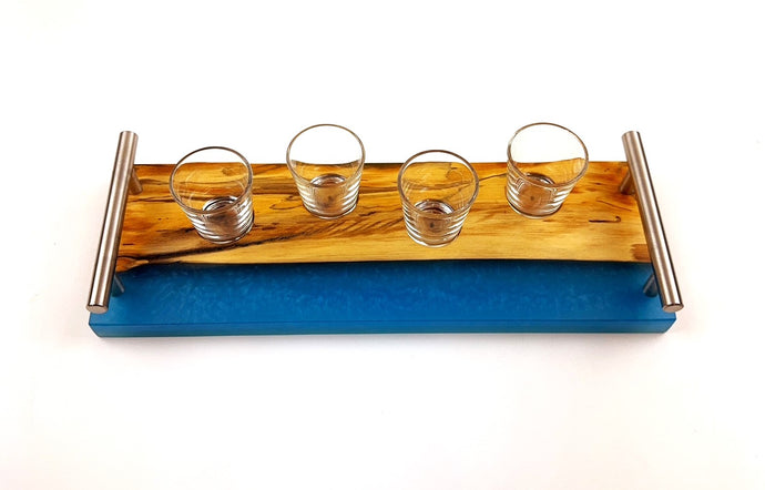 Spalted Maple Epoxy Resin Shot Serving Tray