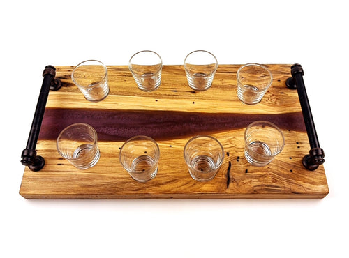 Moose Maple Epoxy Resin River Shot Serving Tray