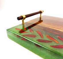 Walnut Epoxy Resin Serving Tray with Chili Peppers