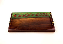 Walnut Epoxy Resin Serving Tray with Chili Peppers