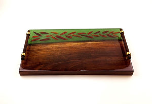 Walnut Epoxy Resin Serving Tray with Chili Peppers