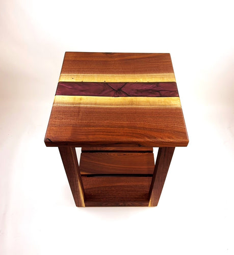 Walnut Epoxy Resin River End Table