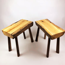 Live Edge Black Gum Benches with Walnut Legs (Set of 2)