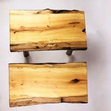 Live Edge Black Gum Benches with Walnut Legs (Set of 2)