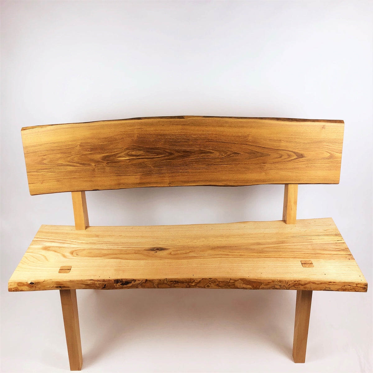 Live Edge Ash And Locust Bench With Backrest – The WoodenStone
