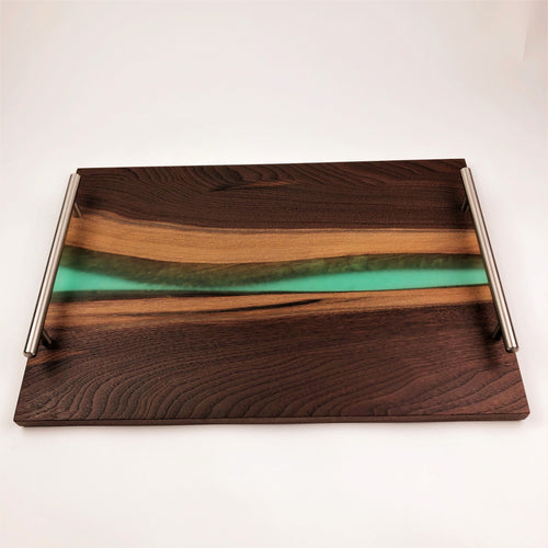 Walnut Epoxy Resin River Serving Tray