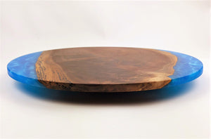 Large Walnut Epoxy Resin Lazy Susan