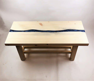 Antiqued White Pine Epoxy Resin River Coffee Table