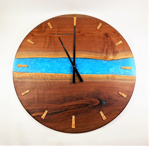 Giant Custom Walnut Epoxy Resin River Clock