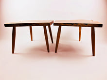 Bookend Live Edge Walnut Coffee Tables With Cherry Legs and Sycamore Butterfly Key