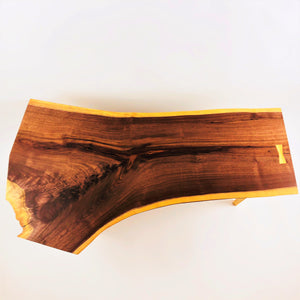 Live Edge Walnut Coffee Table with Sycamore Legs and Butterfly Key